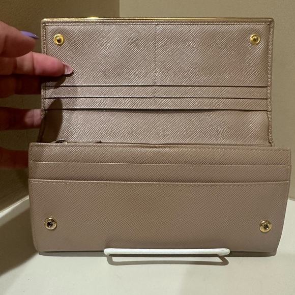 Prada Tan Saffiano Continental Double Snap Wallet - Picture 10 of 14